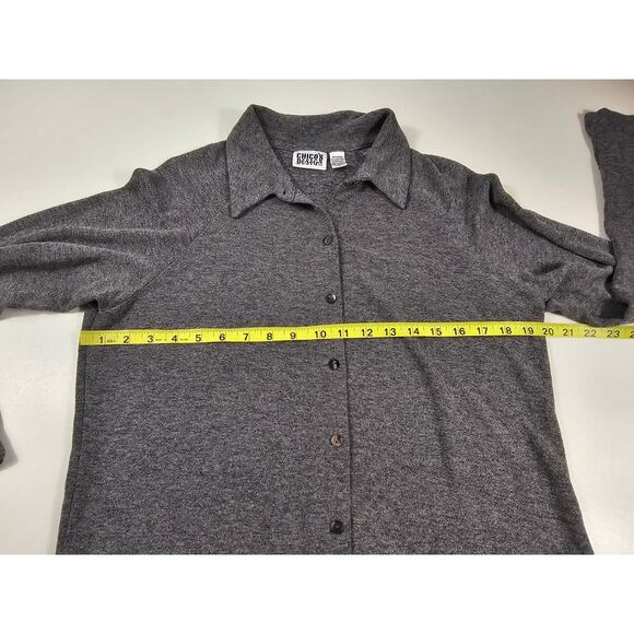 Chicos 2 (L)Acetate blend long sleeve grey button up tunic career casual EUC ^ - Picture 6 of 6